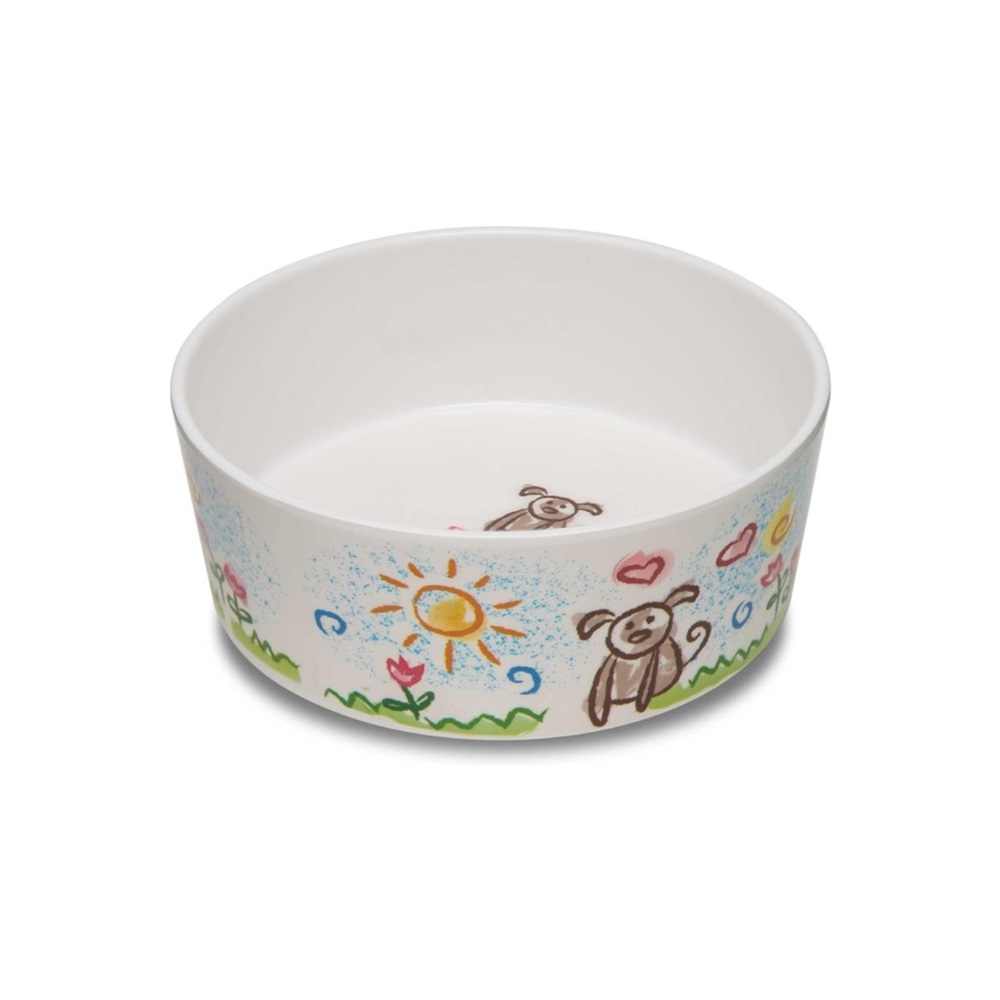 2 Colorful Dog Bowl with Cute Illustrations